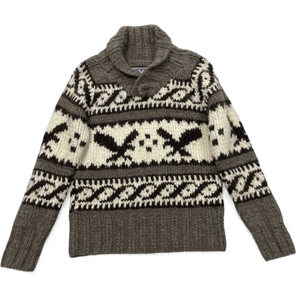 American Eagle Wool Blend Cowichan Pullover Navajo Western Sweater Women's Small - Picture 1 of 6